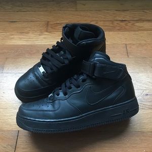All Black Nike Air Force Ones High Tops
